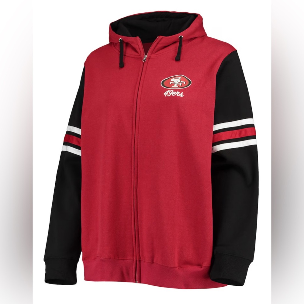 Fanatics SF 49ers Primary Logo Script Full-Zip Hoodie. NWT